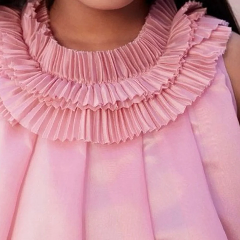Il Gufo Clay Red Pink Sleeveless Ruffle Dress
